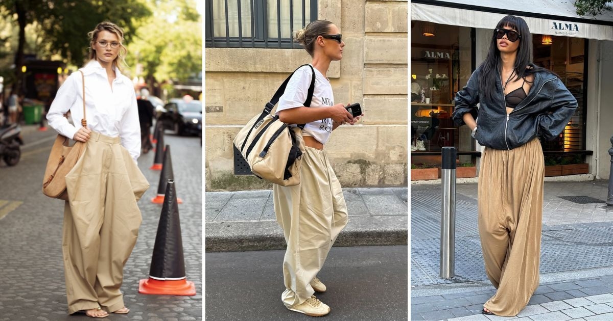 Cómo los pantalones beige grandes se convirtieron en la prenda básica más reciente del armario