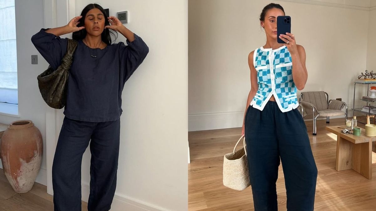 Los pantalones de lino blanco son eternamente chic, pero esta alternativa más oscura es igual de elegante para el verano.